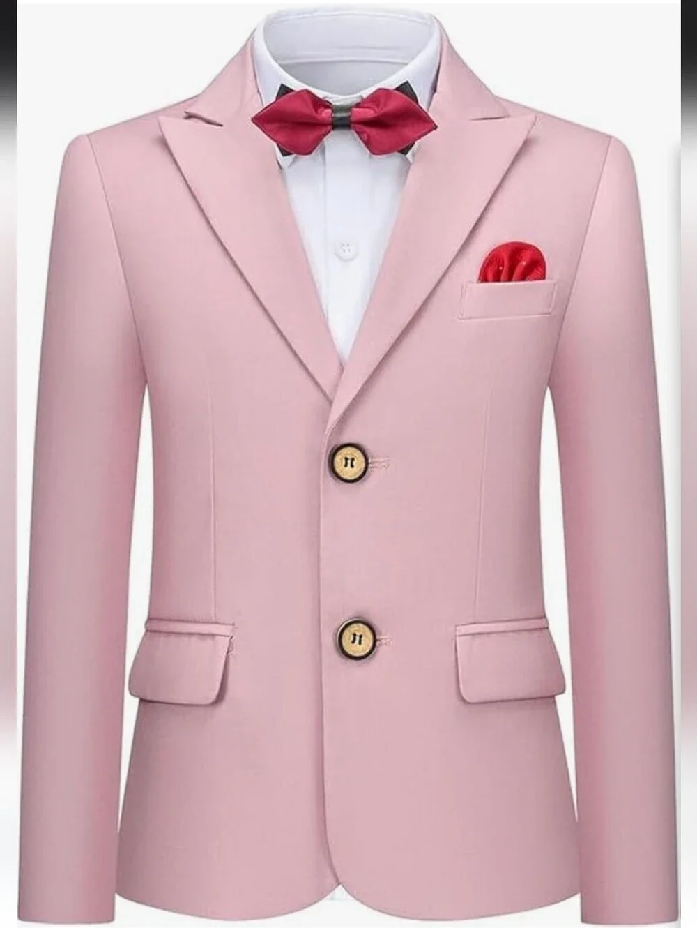 Boys Light Pink Four-Piece Tailored Suit with Vest And Bow Tie NWT